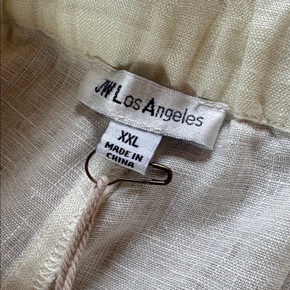 Johnny Was sz  XXL cream 100% linen wide leg pull on elastic waist pants NWT - Picture 9 of 12